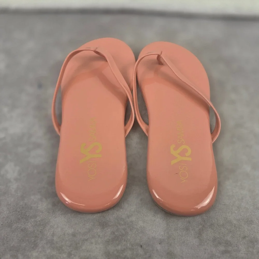 Yosi Samra Miss Rivington Flip Flops Peach Patent Sandals Girls Size 4M KDSP22-1